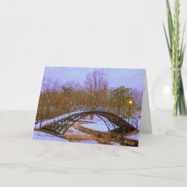 Weihnachtsabend im Park Feiertagskarte (Vorderseite)