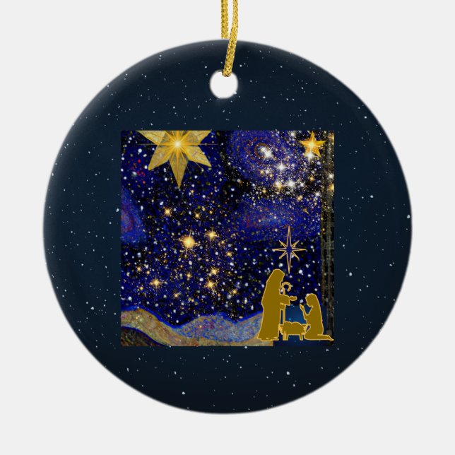Weihnachtsabend Keramik Ornament (Vorne)