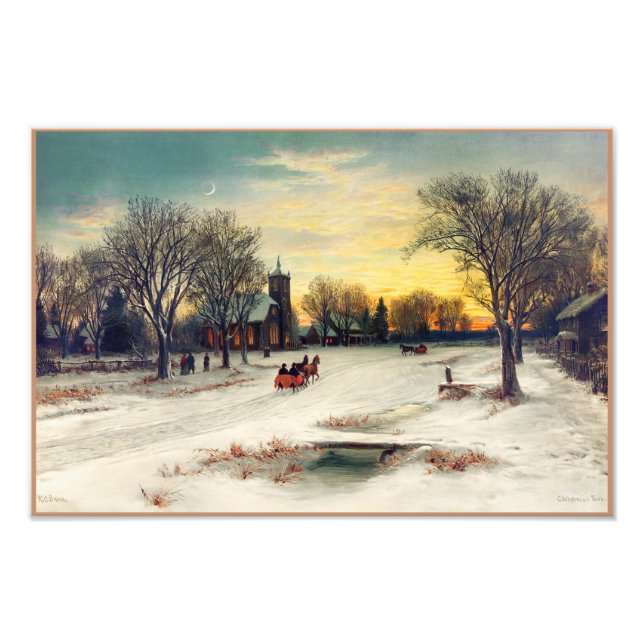 Weihnachtsabend Malerei (1885) von W. C. Bauer Fotodruck (Vorne)