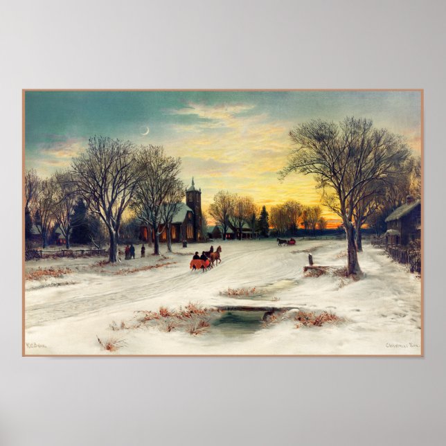 Weihnachtsabend Malerei (1885) von W. C. Bauer Poster (Vorne)