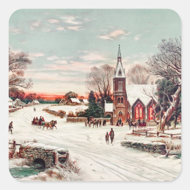 Weihnachtsabend mit Hoover & Son Painting Holiday Quadratischer Aufkleber (Vorderseite)