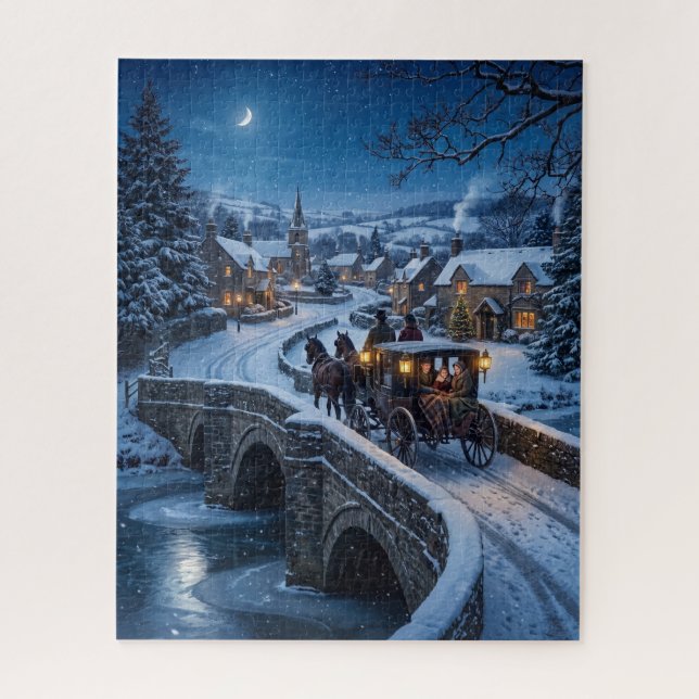 Weihnachtsabend mit viktorianischer Pferdekutsche (Vertikal)