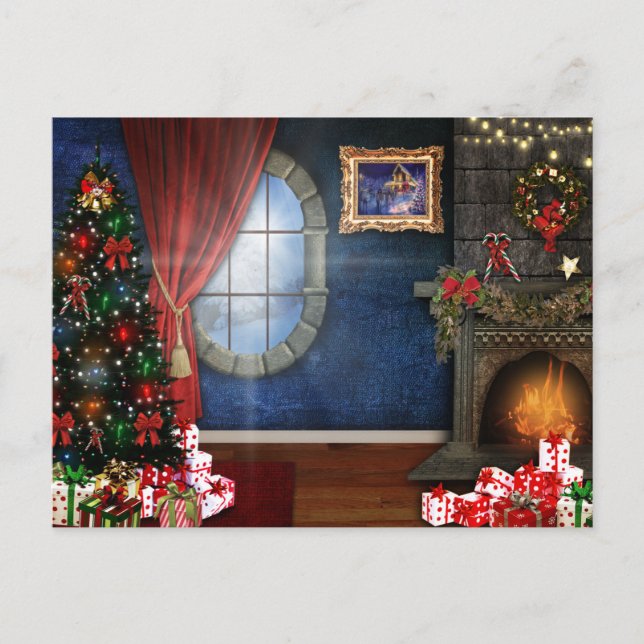 Weihnachtsabend Postkarte (Vorderseite)