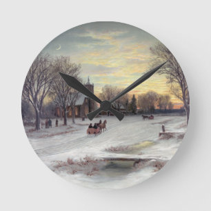 Weihnachtsabend Runde Wanduhr