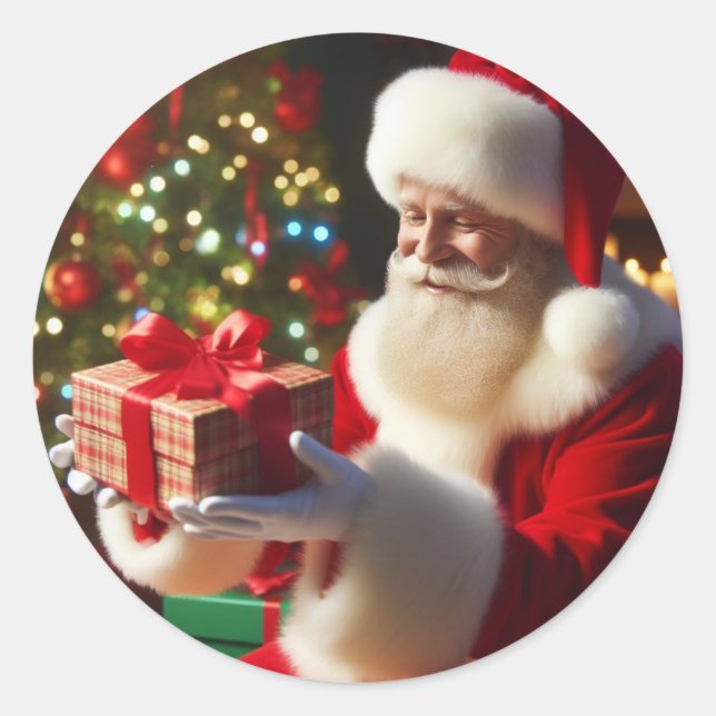 Weihnachtsabend Runder Aufkleber (Vorderseite)