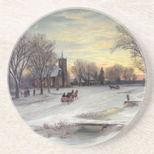 Weihnachtsabend Sandstein Untersetzer