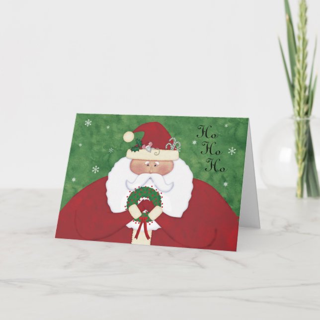 Weihnachtsabend Sankt personalisiert Feiertagskarte (Vorderseite)