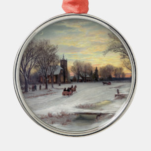 Weihnachtsabend Silbernes Ornament