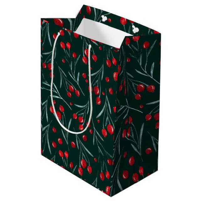 Weihnachtsabend - traditionelle Weihnachtsverpacku Mittlere Geschenktüte (Rückseite Schrägansicht)