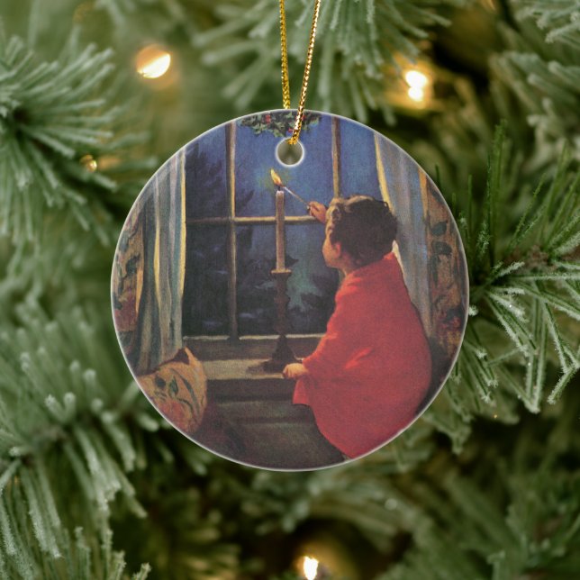 Weihnachtsabend von Jessie Willcox Smith Keramikornament (Baum)