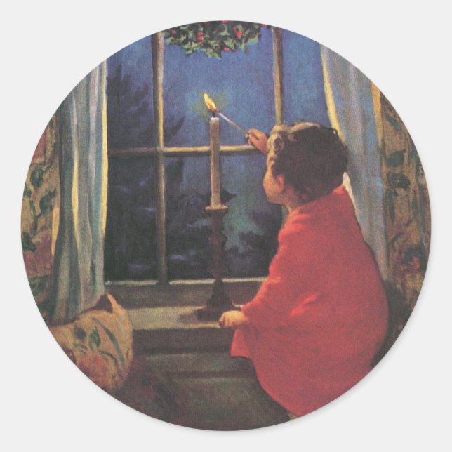 Weihnachtsabend von Jessie Willcox Smith Runder Aufkleber (Vorderseite)