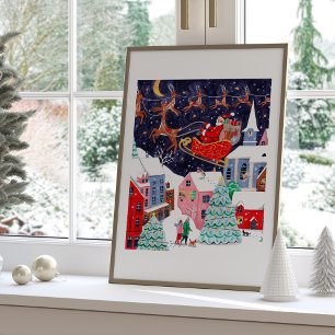 Weihnachtsabend vor Weihnachten Nordisches Dorf Poster