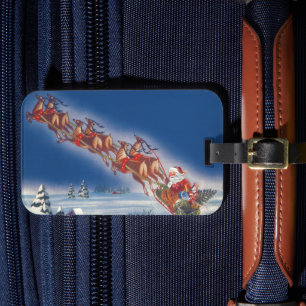 Weihnachtsabend, Weihnachtsmann im Sleigh Gepäckanhänger