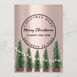 Weihnachtsabend Wintermenü Leichte grüne Rose Menükarte