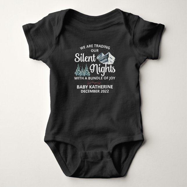 Weihnachtsabende Schwangerschaftsankündigung Baby Strampler (Vorderseite)