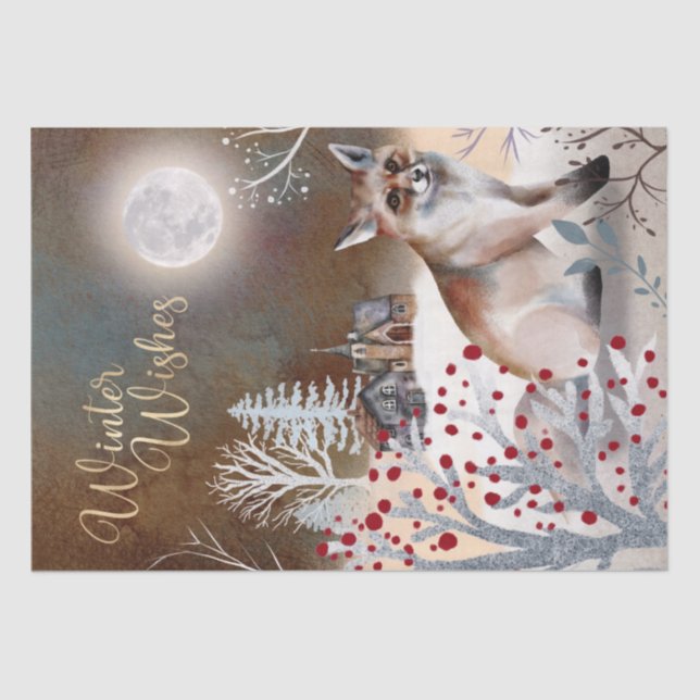Weihnachtsabende Winterfox Seidenpapier (Vorderseite)