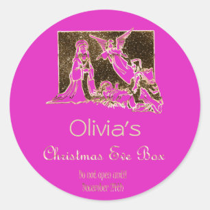 Weihnachtsabends-Kastennativity-heißes Runder Aufkleber