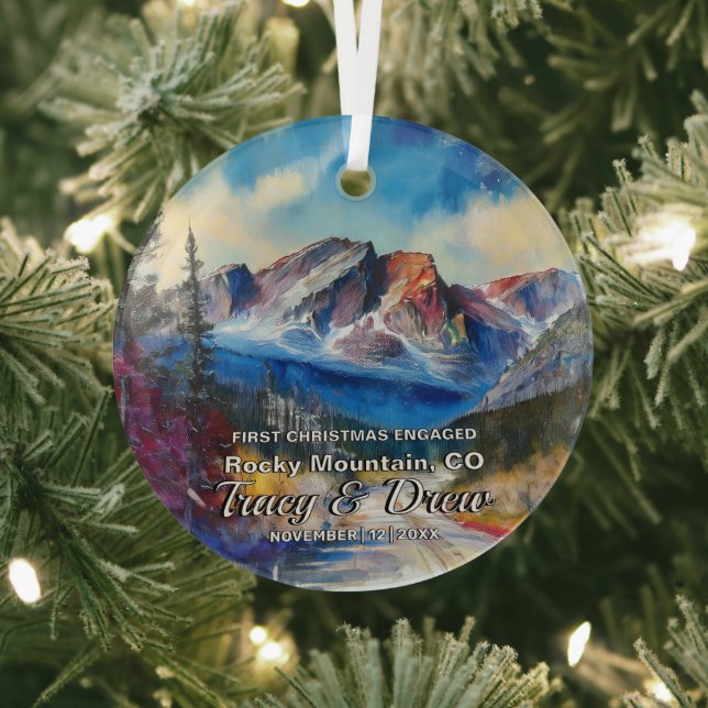 Weihnachtsabenteuer Rocky Mountain Colorado Engage Ornament Aus Glas (InSitu)