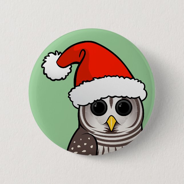 Weihnachtsabgehaltene Eule Sankt Button (Vorderseite)