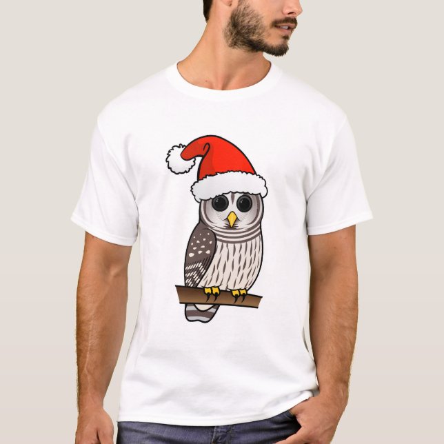 Weihnachtsabgehaltene Eule Sankt T-Shirt (Vorderseite)