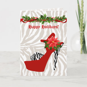 WeihnachtsAbsatz-Schuhzebra-Rot Feiertagskarte