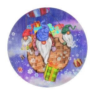 Weihnachtsabschneider Gnomes gibt Geschenke Schneidebrett