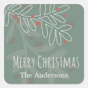 Weihnachtsabstraktes Misteldesign Quadratischer Aufkleber