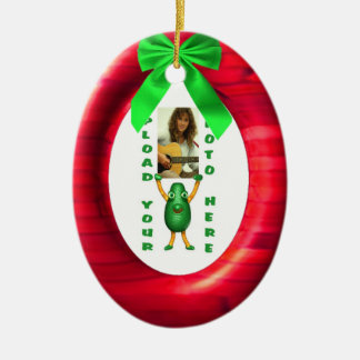 Weihnachtsaddieren grünes Bandrot Fotoportal Keramik Ornament