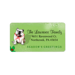 Weihnachtsadressen-Etikett - Bulldogge - GRÜN Adressaufkleber