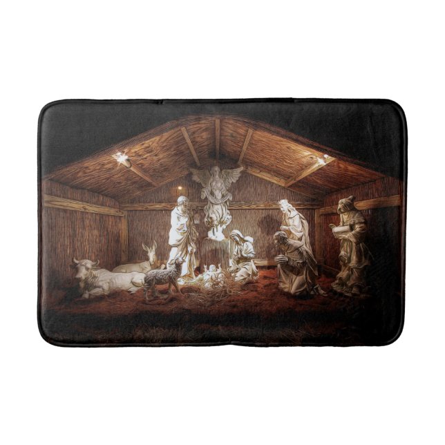 WeihnachtsAdvent Jesus Krippe Szene Badematte (Vorderseite)