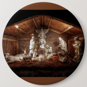WeihnachtsAdvent Jesus Krippe Szene Button