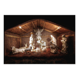WeihnachtsAdvent Jesus Krippe Szene Fotodruck