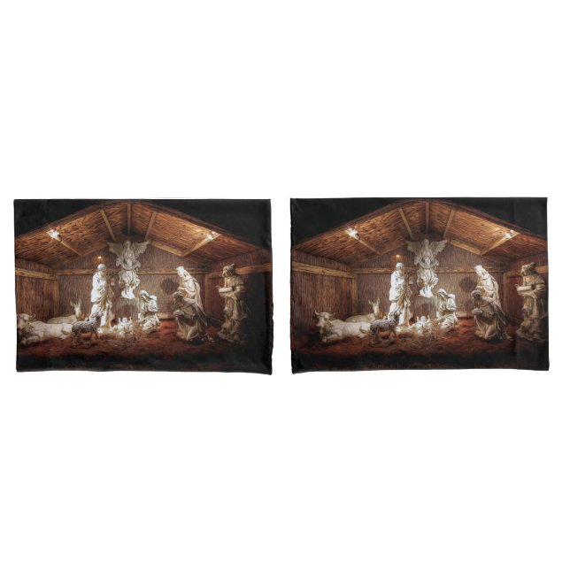 WeihnachtsAdvent Jesus Krippe Szene Kissenbezug (Vorderseite-Set)