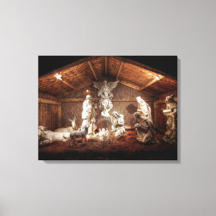 WeihnachtsAdvent Jesus Krippe Szene Leinwanddruck