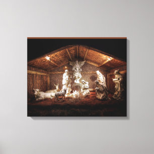 WeihnachtsAdvent Jesus Krippe Szene Leinwanddruck