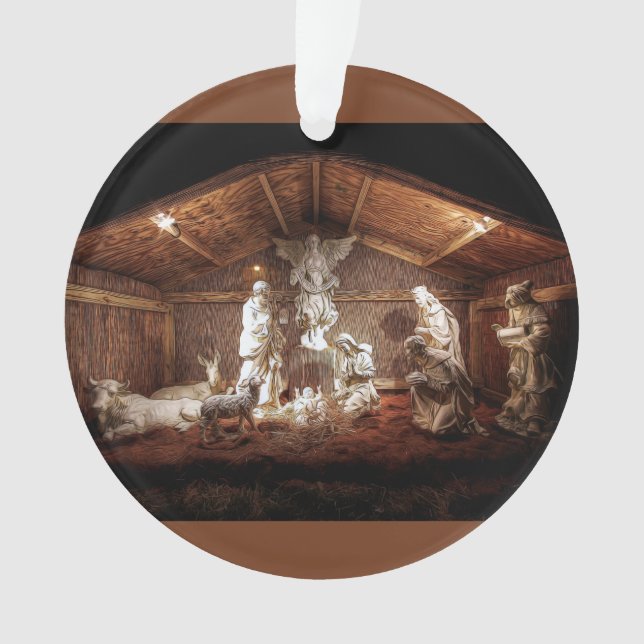 WeihnachtsAdvent Jesus Krippe Szene Ornament (Vorderseite)