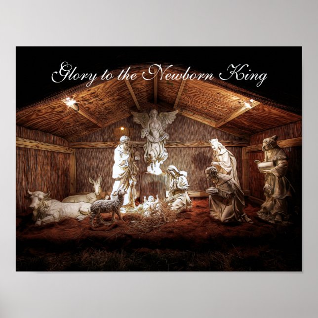 WeihnachtsAdvent Jesus Krippe Szene Poster (Vorne)