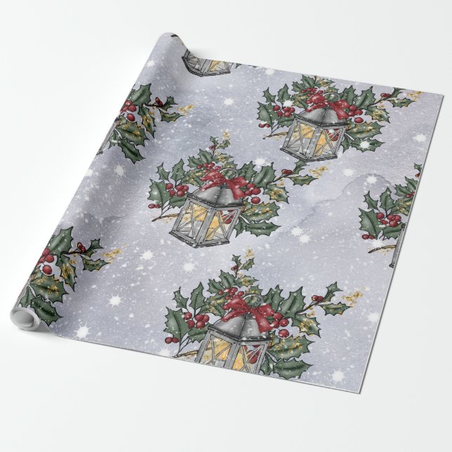 WeihnachtsAdvent Lantern Muster Geschenkpapier (Ungerollt)