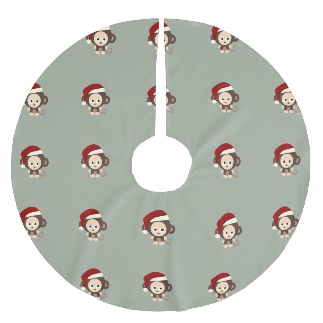 Weihnachtsaffe Polyester Weihnachtsbaumdecke (Vorderseite)