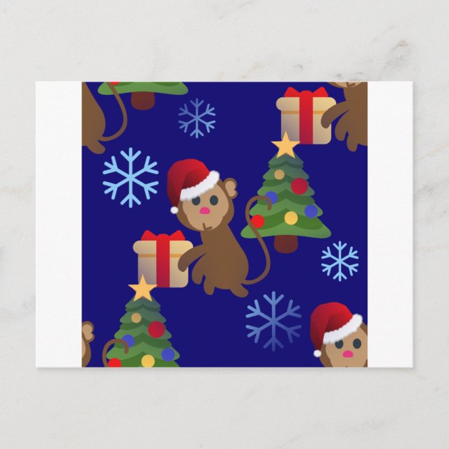 Weihnachtsaffen Feiertagspostkarte (Vorderseite)