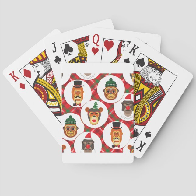Weihnachtsaffen für Hipster Spielkarten (Rückseite)