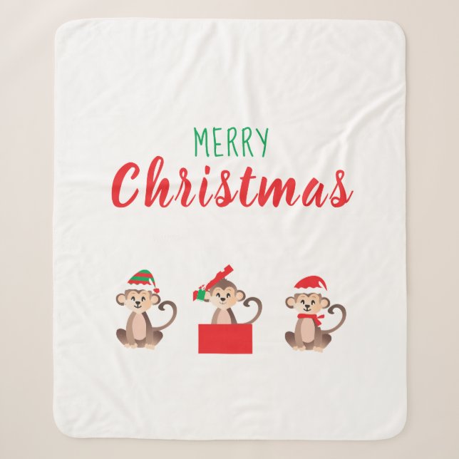 Weihnachtsaffen Santa Elf Hat Red Green Sherpadecke (Vorderseite)
