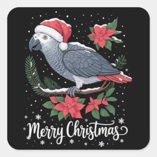 Weihnachtsafrikanischer Graupapagei  Quadratischer Aufkleber