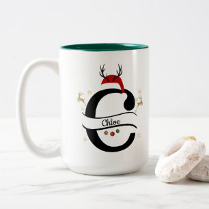 Weihnachtsalphabet-Kollektion – Buchstabe C Design Zweifarbige Tasse