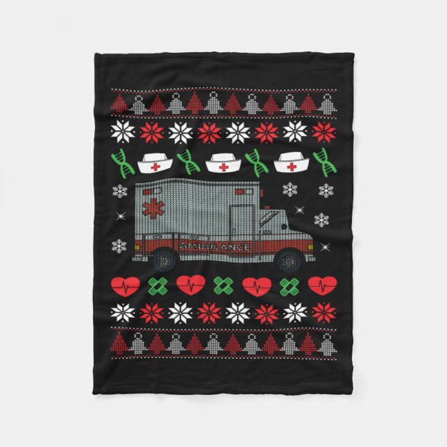Weihnachtsambulanz Paramedic Hospital Holiday Fleecedecke (Vorderseite)