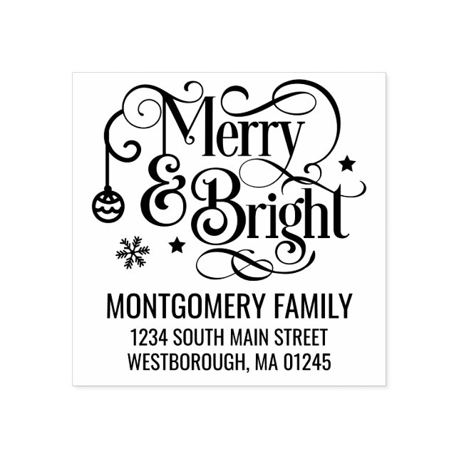 Weihnachtsangebot Merry & Bright Rücksendeadresse Gummistempel (Prägung)