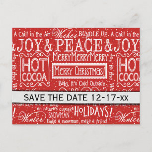 Weihnachtsangebot Rote weiße Typografie Save the D Ankündigungspostkarte