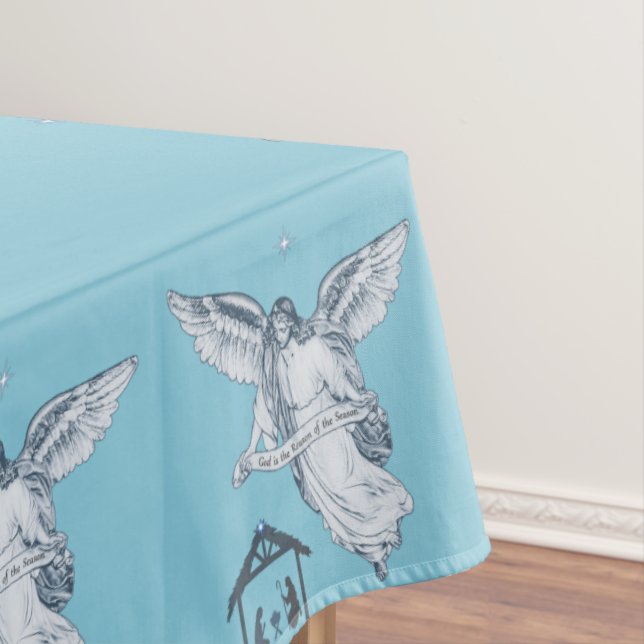Weihnachtsangel & Bethlehem auf Light Blue Tischdecke (Beispiel)