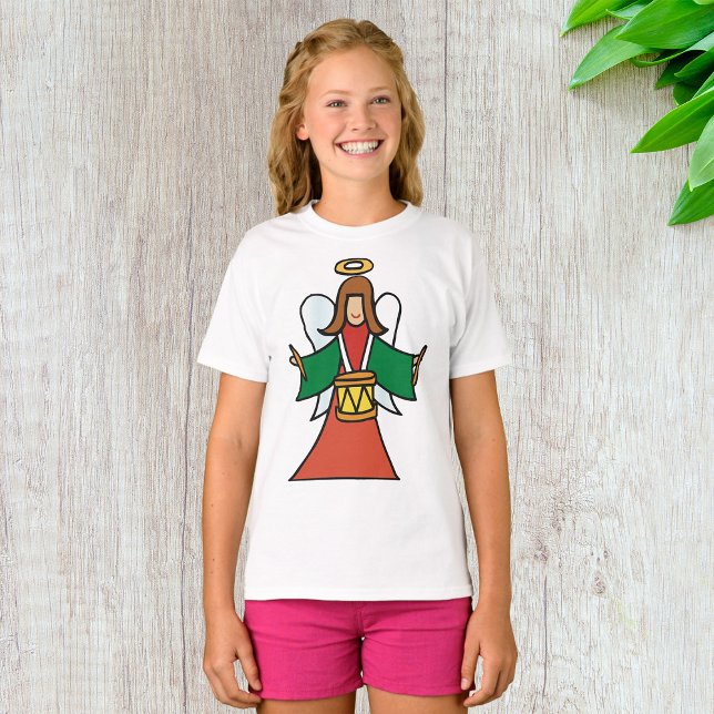 Weihnachtsangel Drummer Holiday Music Design T-Shirt (Von Creator hochgeladen)