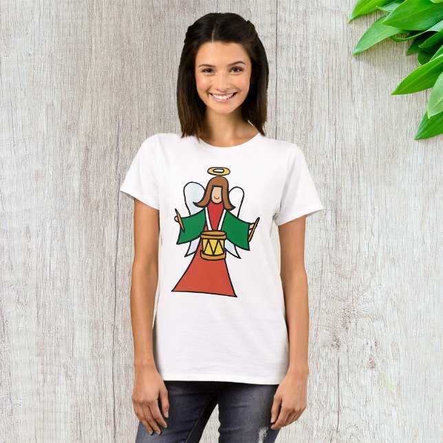 Weihnachtsangel Drummer Holiday Music Design T-Shirt (Von Creator hochgeladen)